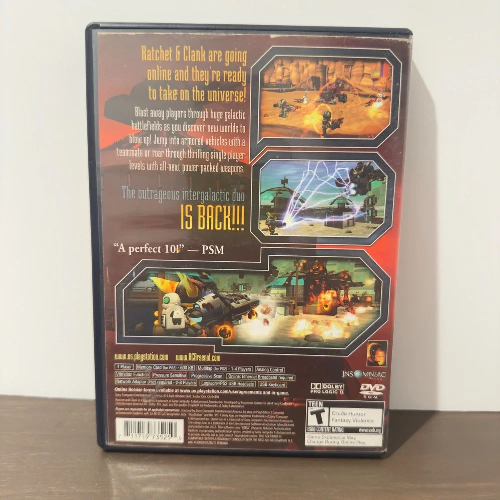 PS2 Ratchet & Clank Up Your Arsenal Video Game Sony PlayStation 2 2004 Insomniac